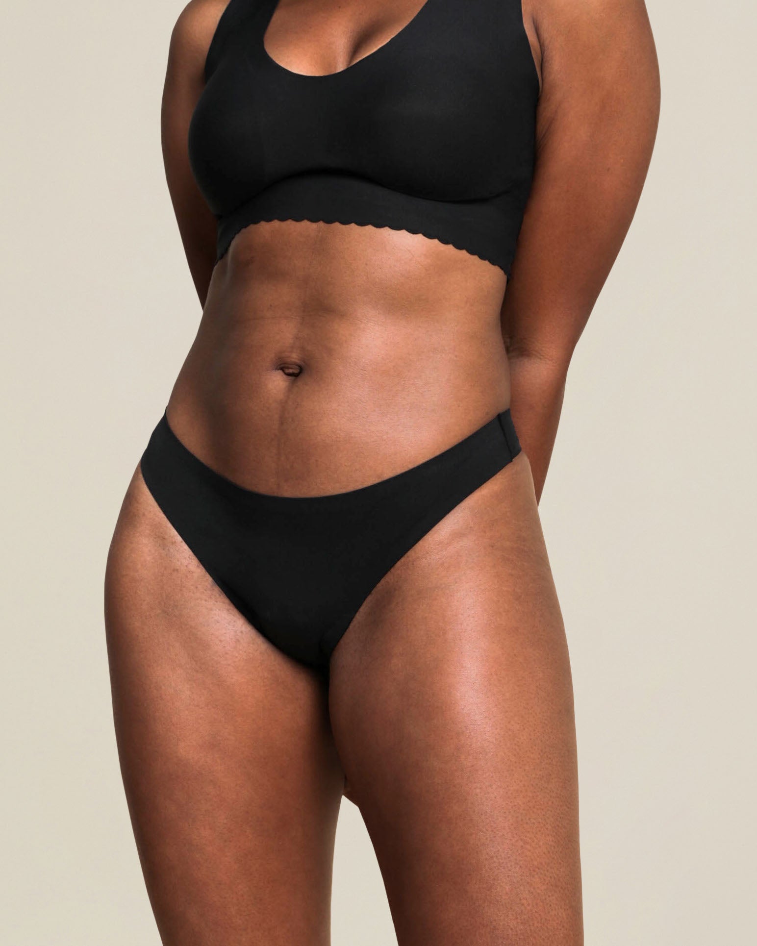 Thinx For All Plus Size period proof bikini shape brief with moderate  absorbency in black